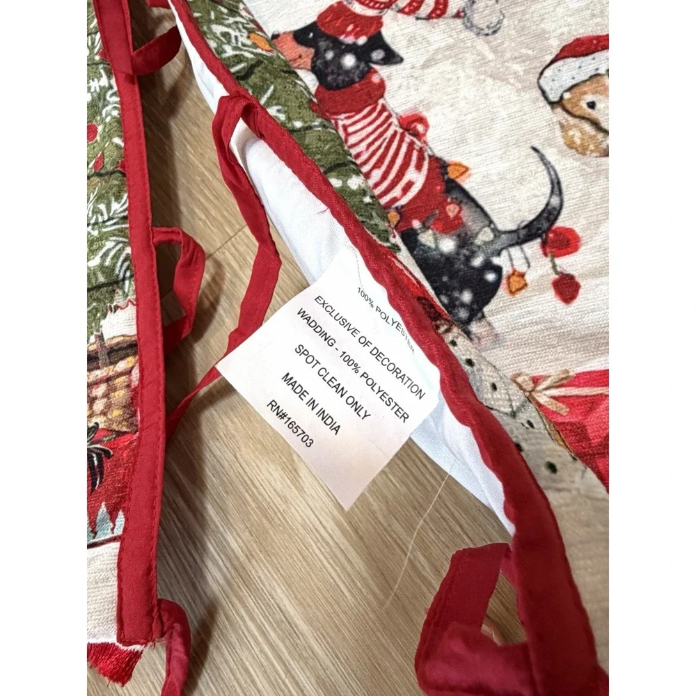 Christmas Tree Skirt Dogs Dachshund Sweater Holiday Tapestry Fringe 50
